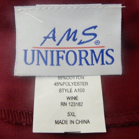 AMS Medical Uniform Scrubs Style A100 Wine Sze 5XL or 6XL Left Side Pocket (U18) - Picture 6 of 9